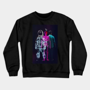 Temporal Synergy: Skeleton, Man, and Spacefarer Crewneck Sweatshirt